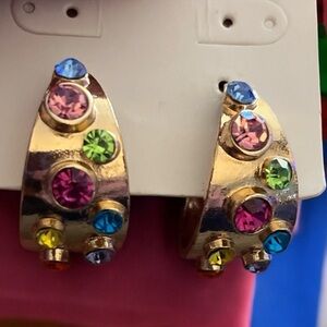 Colorful Gemstone Gold-Tone Earrings
